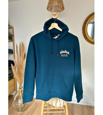 Sweat à capuche coton bio./Hoodie Aloha Way of life From Champagne to the Ocean