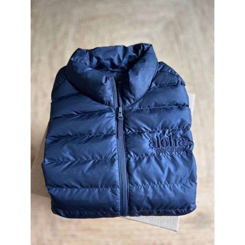 Doudoune sans manches brodée Aloha Way of life bleu marine