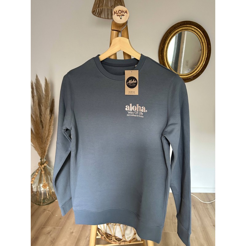 Sweat col rond Gris minéral Aloha Way of life