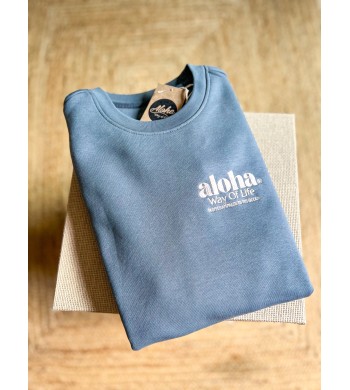 Sweat col rond Gris minéral Aloha Way of life from Champagne to the Ocean