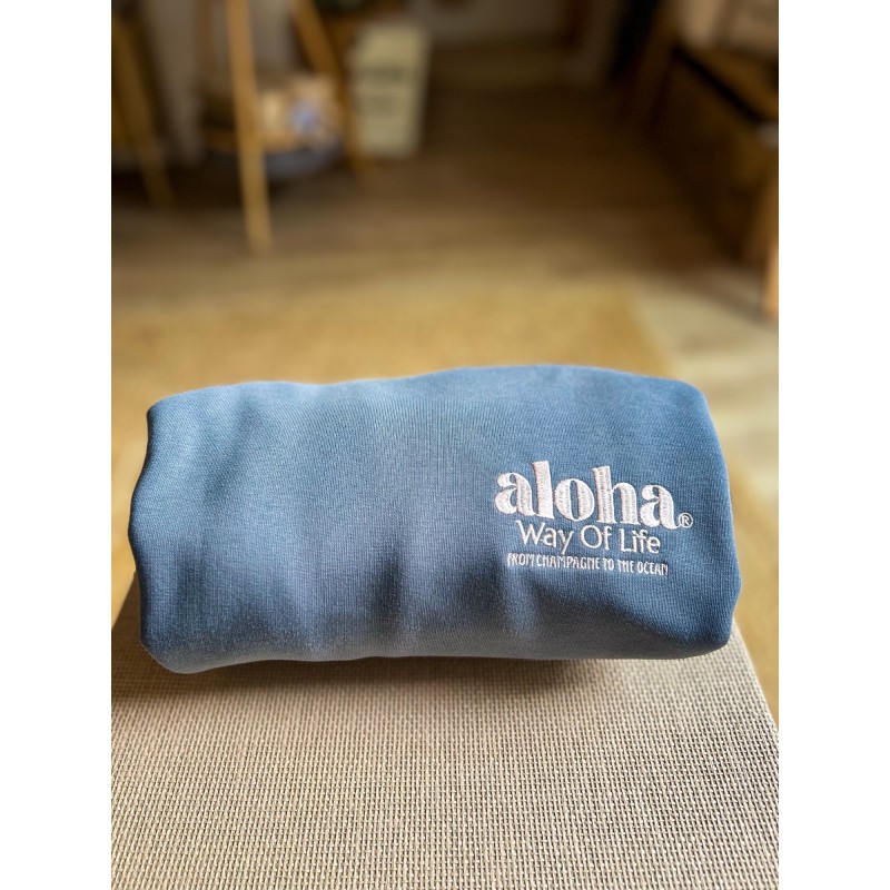 Sweat mixte Aloha Way of life from Champagne to the Ocean - Gris minéral