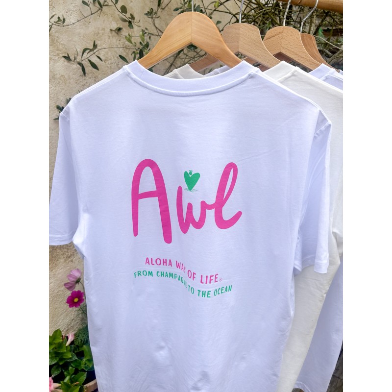 T-Shirt blanc AWL From Champagne to the Ocean Aloha Way of life®