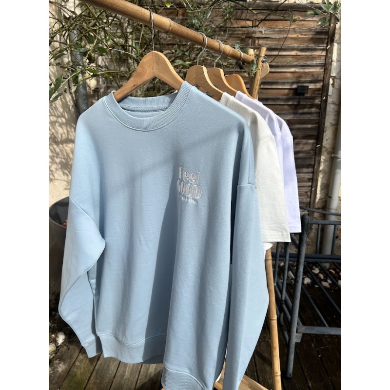 Sweat Feel Good en coton bio - Aloha Way of Life, Bleu clair
