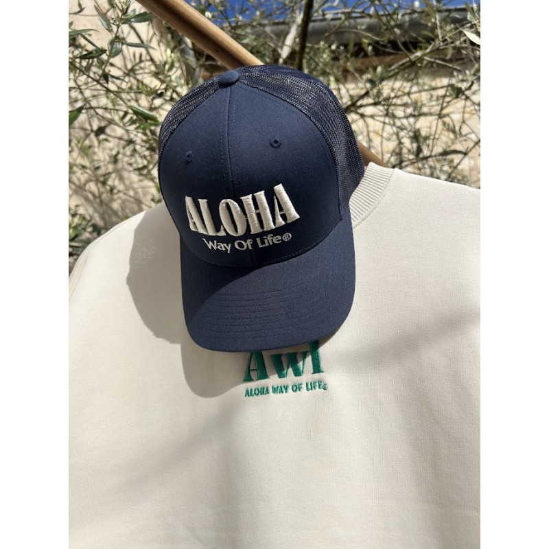 Sweat-shirt AWL - Aloha Way of Life from Champagne to the Ocean, Ivoire.