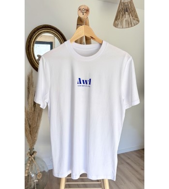T-Shirt blanc & bleu océan AWL From Champagne to the Ocean Aloha Way of life®