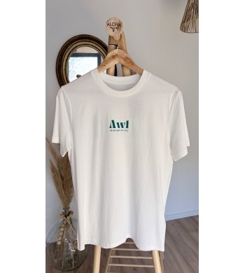 T-Shirt blanc cassé & vert AWL From Champagne to the Ocean Aloha Way of life®