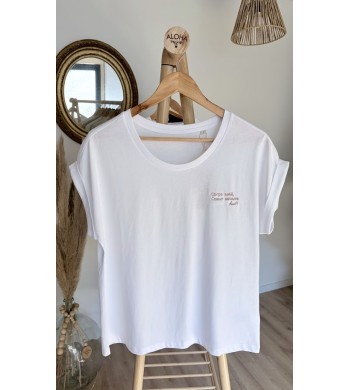 T-Shirt femme blanc Corps salé, Coeur solaire - Aloha Way of life®