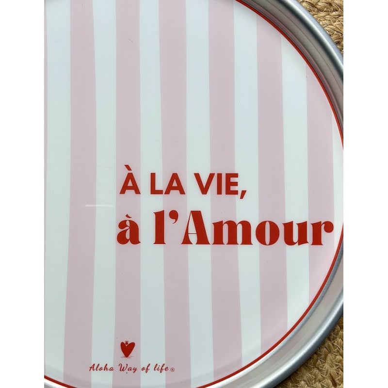 Plateau À la vie à l'Amour anti-dérapant | Plateau déco rond Aloha Way of Life