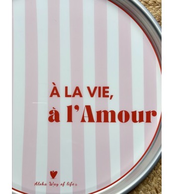 Plateau À la vie à l'Amour anti-dérapant | Plateau déco rond Aloha Way of Life