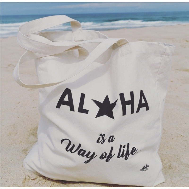 Sac Cabas ALOHA logo Etoile en coton/ Aloha Way of life ® - Beach lovers