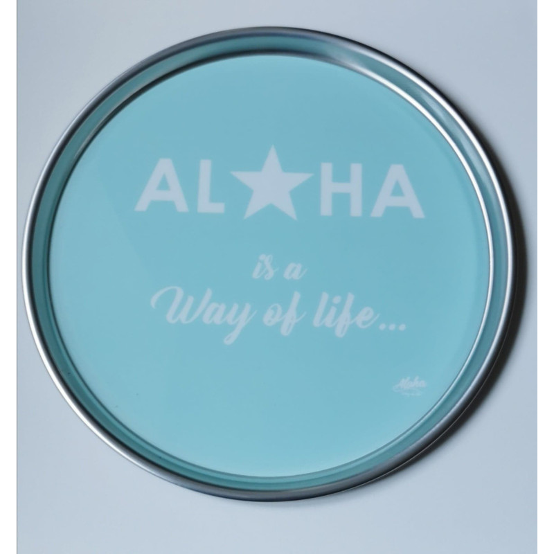 Plateau étoile Aloha is a Way of life bleu lagon, antidérapant. Accessoire maison Aloha vibes et Beach house.
