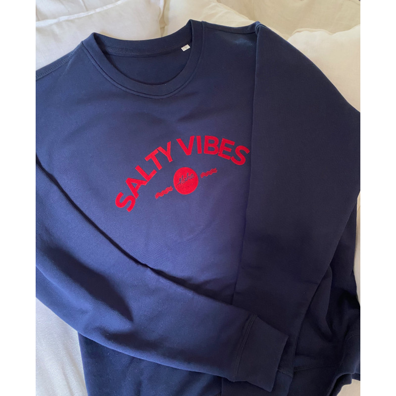 Sweat SALTY VIBES logo velour- Aloha Way of life ® Beach & Surflifestyle