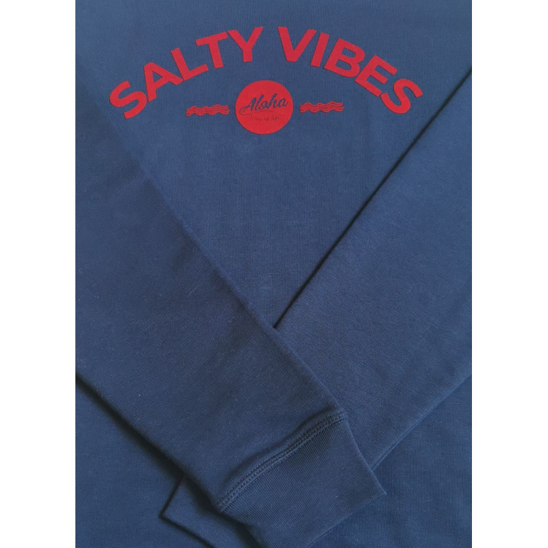 Sweat SALTY VIBES logo velour- Aloha Way of life ® Beach & Surflifestyle