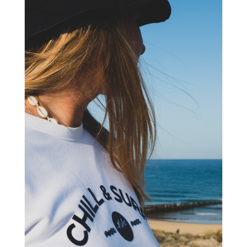 Sweat CHILL & SURF logo velour- Aloha Way of life ® Beach & Surflifestyle