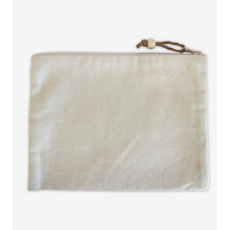 Trousse en coton recyclé écru, marque française.