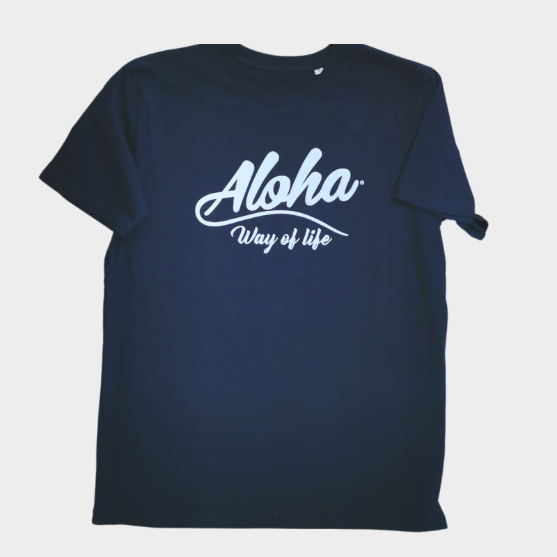 T-Shirt Aloha Way of life ® coton Bio bleu marine - Aloha vibes