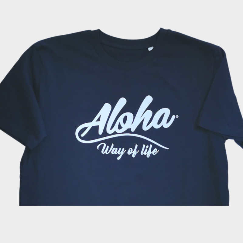 T-Shirt Aloha Way of life ® coton Bio bleu marine - Aloha vibes