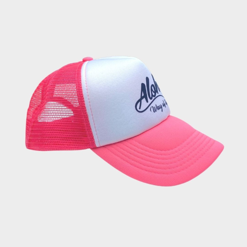 Casquette Trucker-Filet Rose et Blanc Aloha Way of life ® Surf lifestyle.