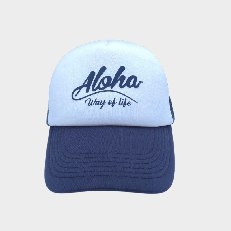 Casquette Trucker-Filet Marine et Blanc Aloha Way of life ® Surf lifestyle.