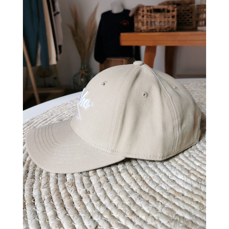 casquette baseball beige broderie aloha way of life marque française, mode lifestyle