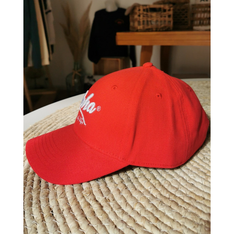casquette baseball rouge broderie aloha way of life marque française, mode lifestyle