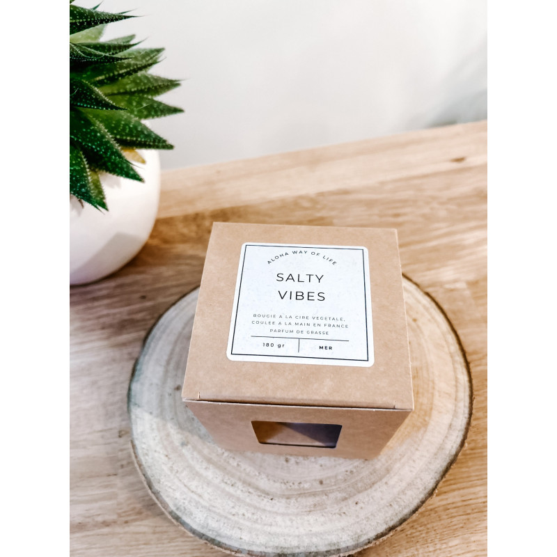Bougie parfumée SALTY VIBES fabriquée en France, Aloha Way of life.