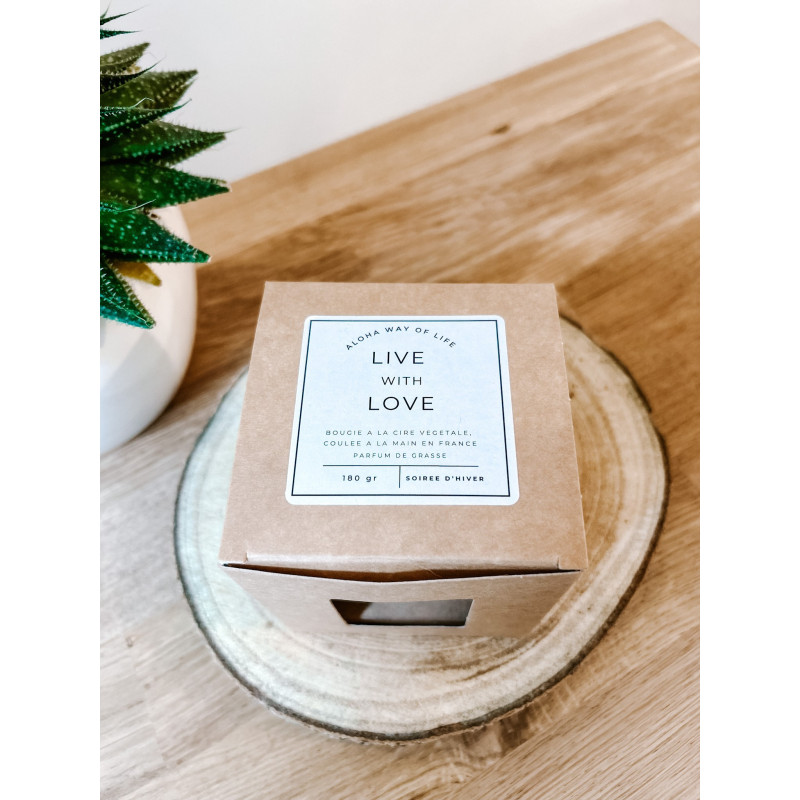 Bougie parfumée LIVE WITH LOVE, fabriquée en France - Aloha Way of life