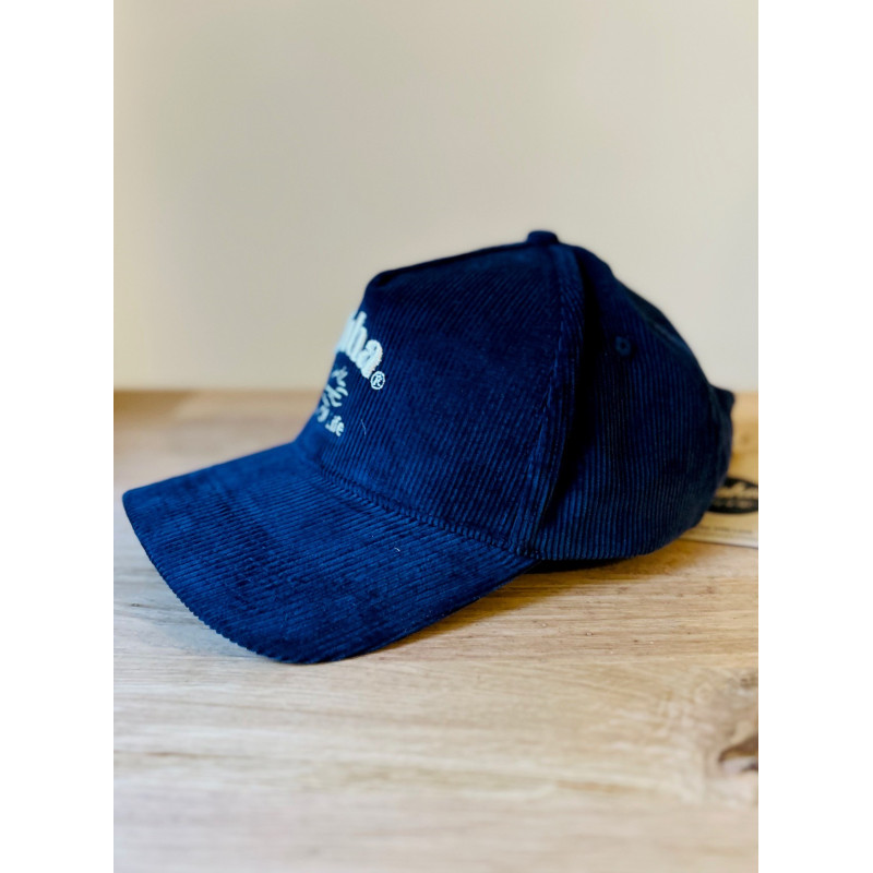 Casquette velours côtelé bleu + broderie Aloha Way of life ® Mode Lifestyle.
