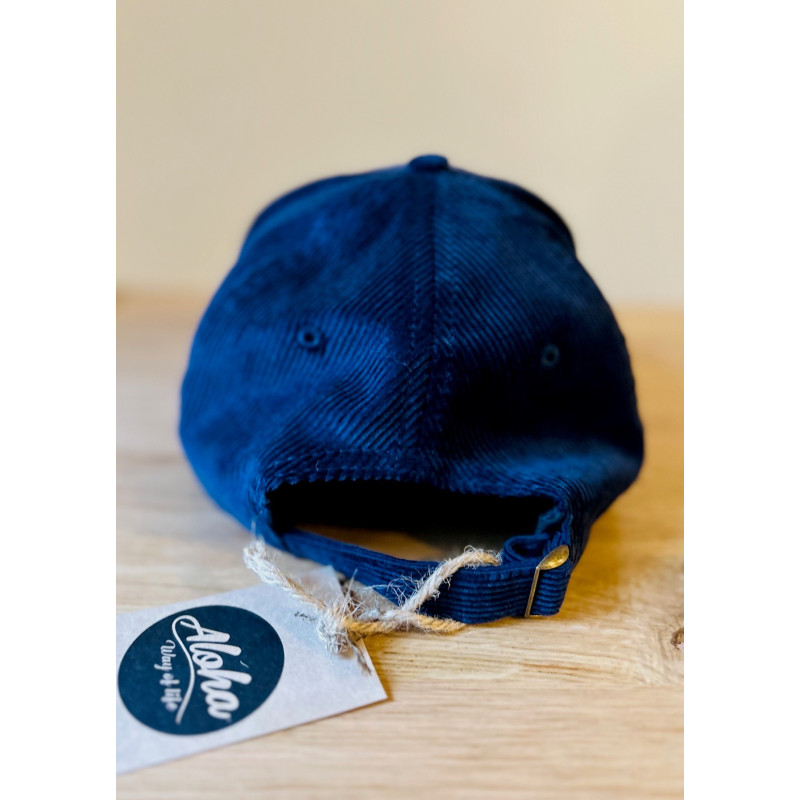 Casquette velours côtelé bleu + broderie Aloha Way of life ® Mode Lifestyle.