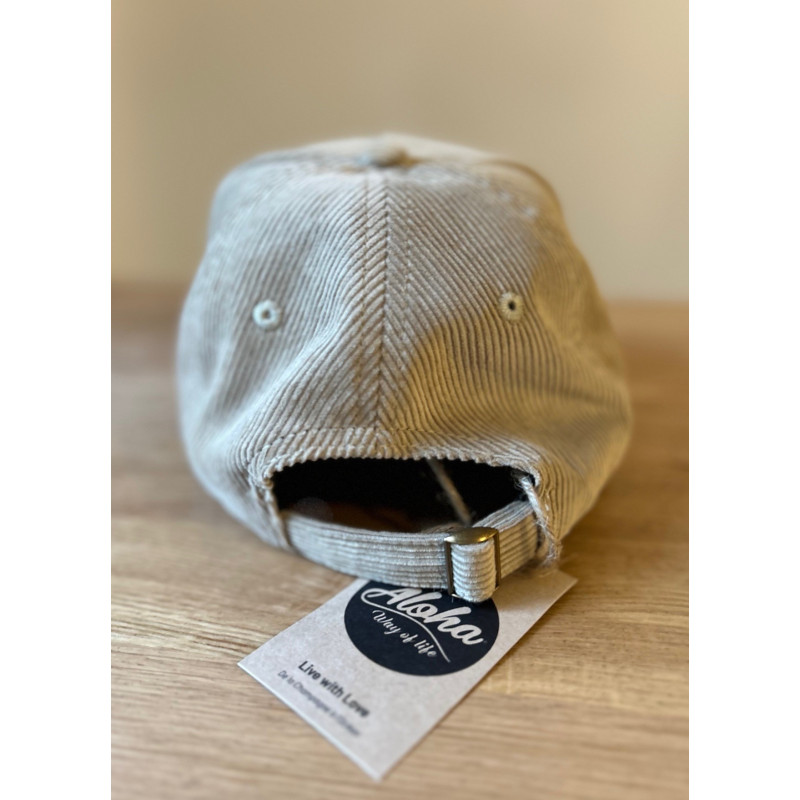 Casquette velours côtelé Beige + broderie Aloha Way of life ® Mode Lifestyle.