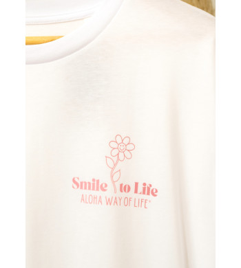 T-Shirt coton bio Smile To life Aloha way of life, good vibes mode, Surf beach lifestyle chill