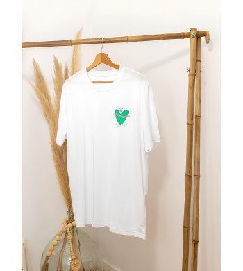 T-Shirt blanc 100% coton bio. Ange-Coeur Aloha Way of life ®