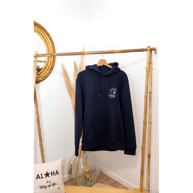 SWEAT CAPUCHE ANGE + SURF ALOHA WAY OF LIFE BLEU MARINE