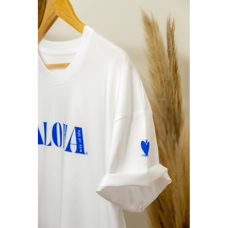 Tee-Shirt femme Aloha Way of life ® coton Bio Blanc, Mode lifestyle.