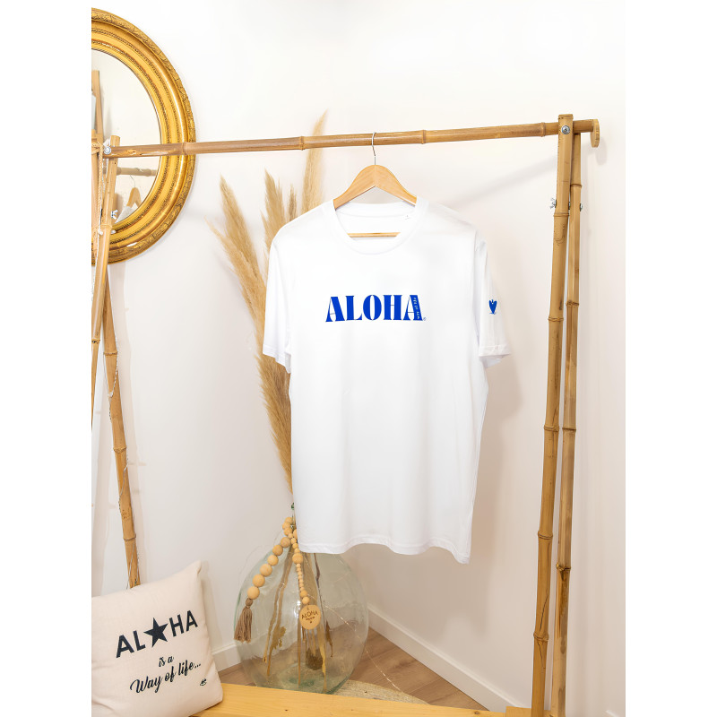 Tee-Shirt mixte 100% coton Bio, Aloha Way of life ® + Coeur Aloha
