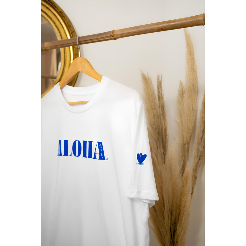 Tee-Shirt mixte 100% coton Bio, Aloha Way of life ® + Coeur Aloha