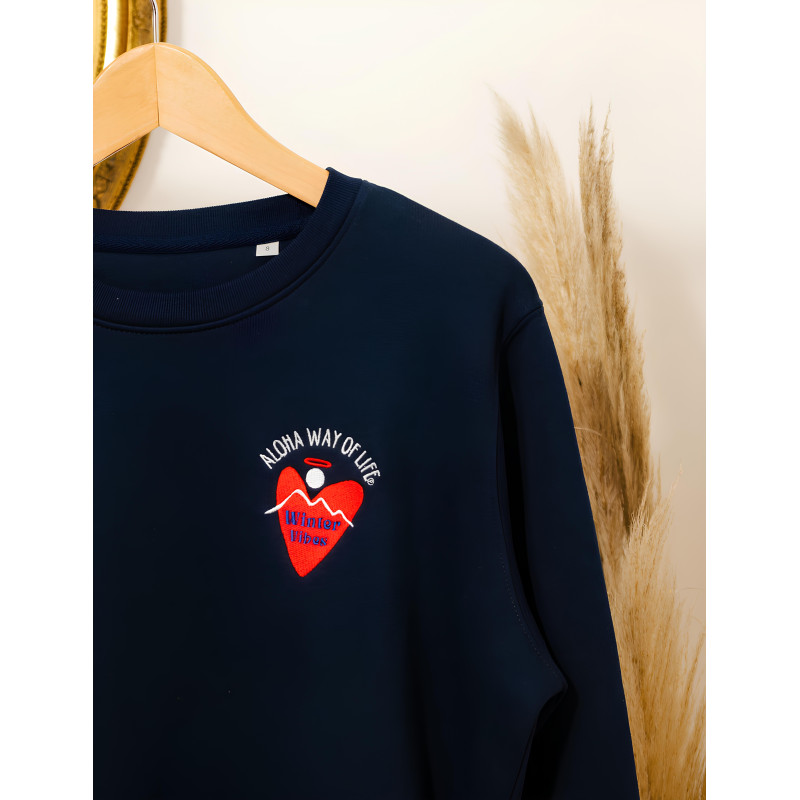 SWEAT WINTER VIBES ALOHA WAY OF LIFE BLEU MARINE BRODE