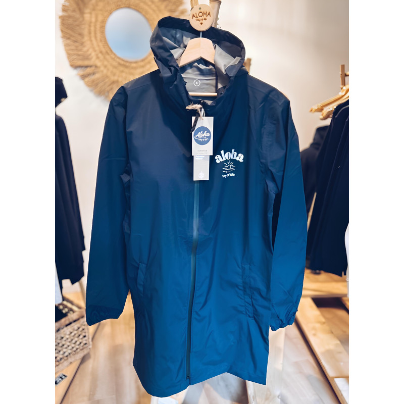 Coupe-vent imperméable long, Bleu - 100% polyester recyclé - Aloha Way of life