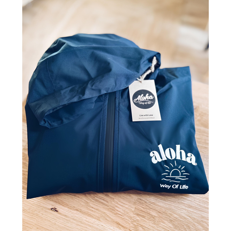 Coupe-vent imperméable long, Bleu - 100% polyester recyclé - Aloha Way of life