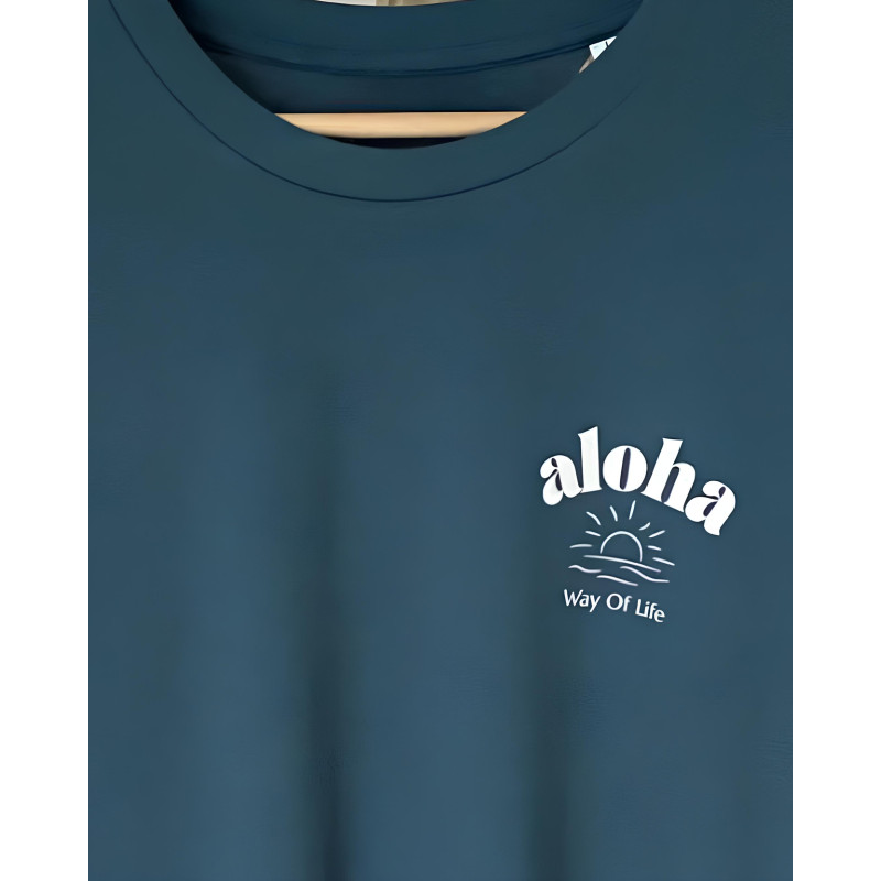 Tee-Shirt coton Bio - Aloha Soleil couchant, manches longues - Aloha Way of life ®