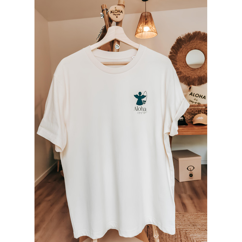Tee-Shirt mixte 100% coton Bio, Ange surfeur / Aloha Way of life ®