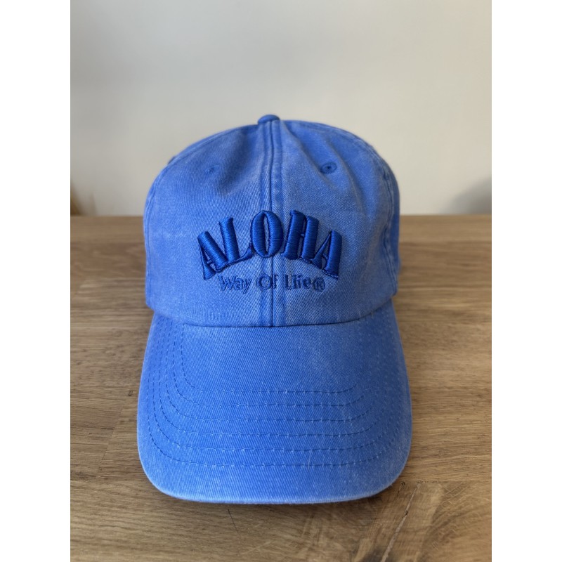 Casquette brodée Vintage Bleu vif, Aloha Way of life ® Mode Lifestyle.