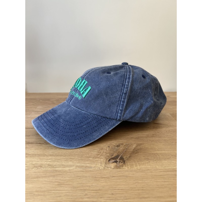 Casquette brodée Vintage Bleu Jean, Aloha Way of life ® Mode Lifestyle.