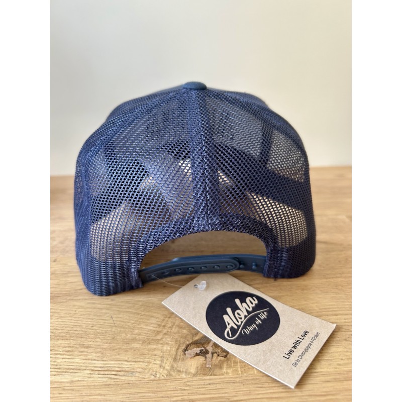 Casquette Trucker brodée Bleu marine- Rose, Aloha Way of Life ®