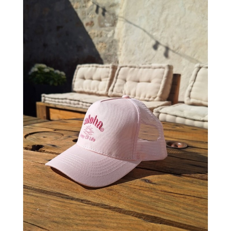 Casquette filet américaine junior Aloha way of life - Rose