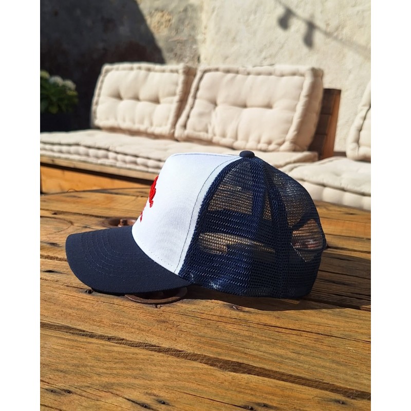 Casquette filet américaine Junior - Bleu marine Blanc, Broderie Aloha Way of Life ®