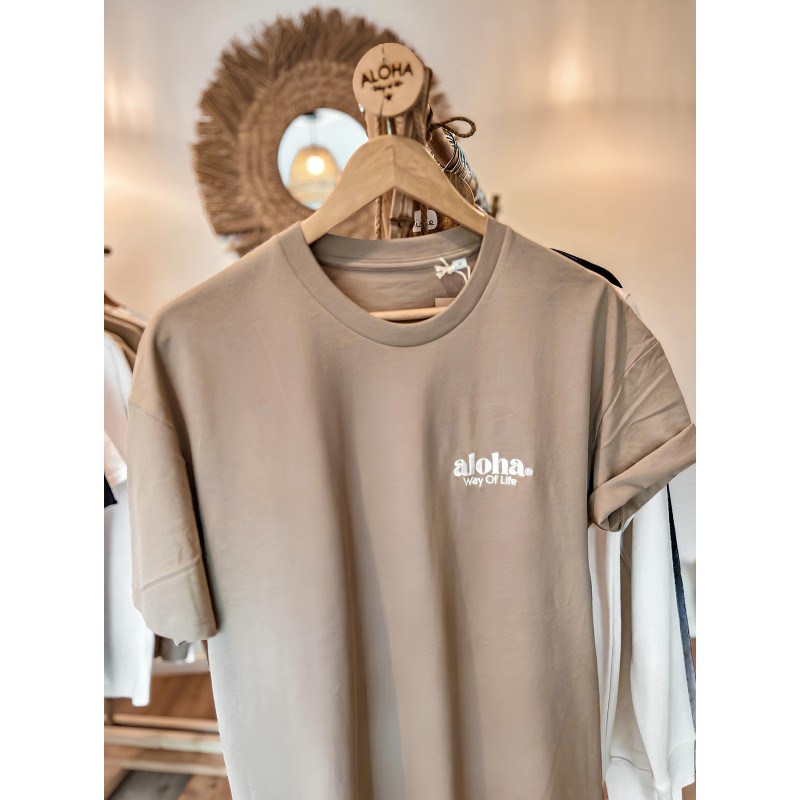 T-SHIRT ALOHA WAY OF LIFE SABLE + BRODERIE IVOIRE